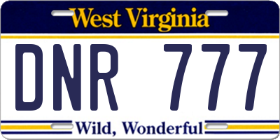 WV license plate DNR777
