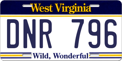 WV license plate DNR796