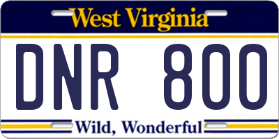 WV license plate DNR800