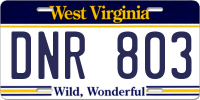 WV license plate DNR803