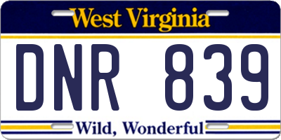 WV license plate DNR839