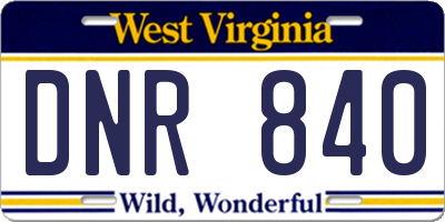 WV license plate DNR840