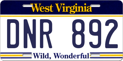 WV license plate DNR892