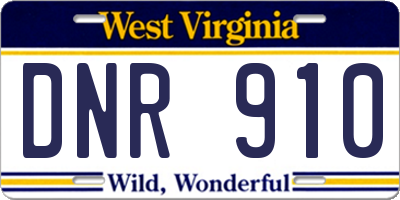 WV license plate DNR910