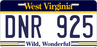 WV license plate DNR925