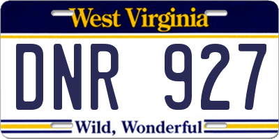 WV license plate DNR927