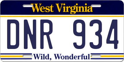 WV license plate DNR934