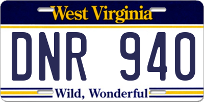 WV license plate DNR940