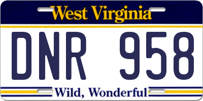 WV license plate DNR958