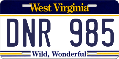 WV license plate DNR985