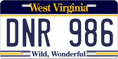 WV license plate DNR986