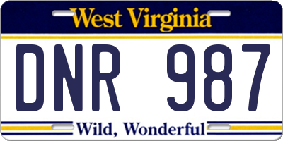 WV license plate DNR987