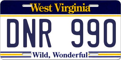 WV license plate DNR990