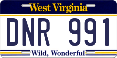WV license plate DNR991