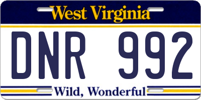 WV license plate DNR992