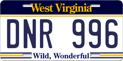 WV license plate DNR996