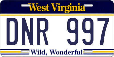 WV license plate DNR997