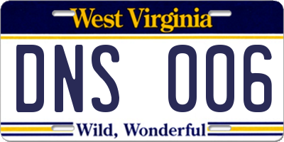 WV license plate DNS006