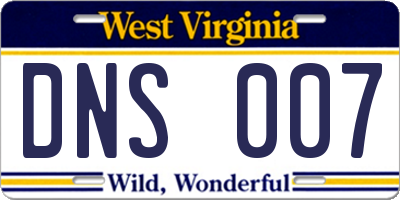 WV license plate DNS007