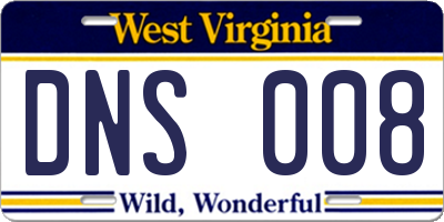 WV license plate DNS008