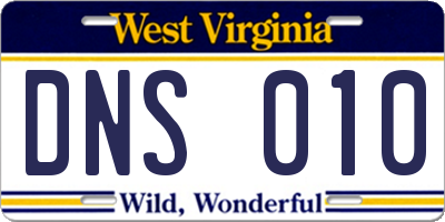 WV license plate DNS010