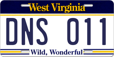 WV license plate DNS011