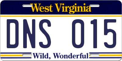 WV license plate DNS015