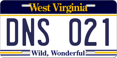 WV license plate DNS021