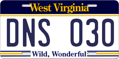 WV license plate DNS030