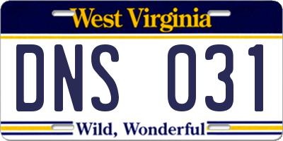 WV license plate DNS031