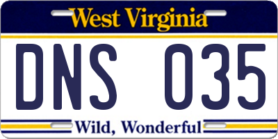 WV license plate DNS035