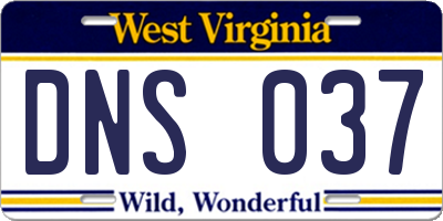 WV license plate DNS037