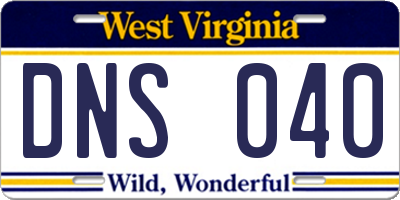 WV license plate DNS040