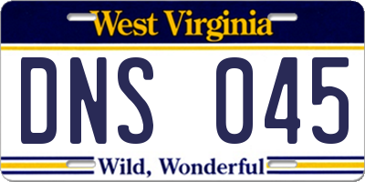 WV license plate DNS045