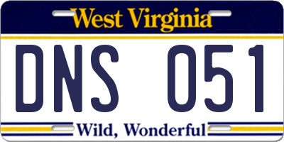 WV license plate DNS051