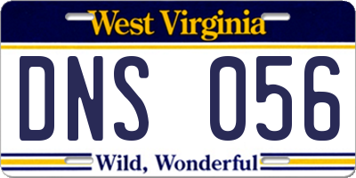 WV license plate DNS056