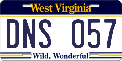 WV license plate DNS057