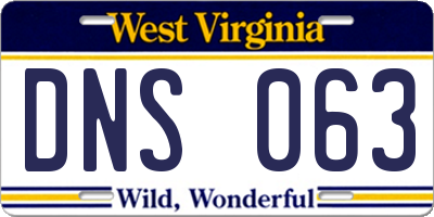 WV license plate DNS063