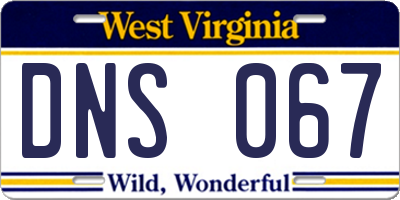 WV license plate DNS067