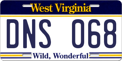 WV license plate DNS068