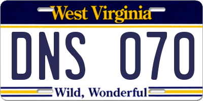 WV license plate DNS070
