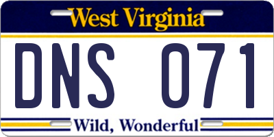 WV license plate DNS071