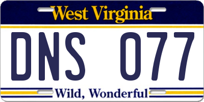 WV license plate DNS077