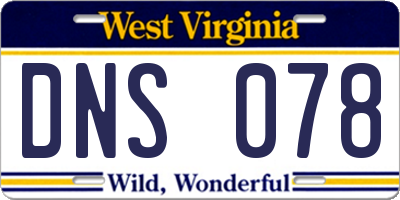 WV license plate DNS078