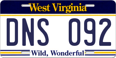 WV license plate DNS092