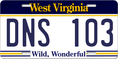 WV license plate DNS103