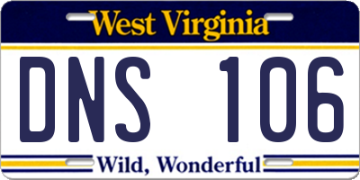 WV license plate DNS106