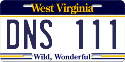 WV license plate DNS111