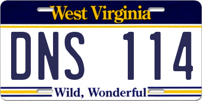 WV license plate DNS114