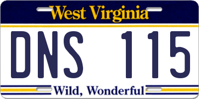 WV license plate DNS115